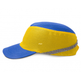 Каска-бейсболка ударопрочная со светоотражающей лентой (цвет  сине-жёлтый)